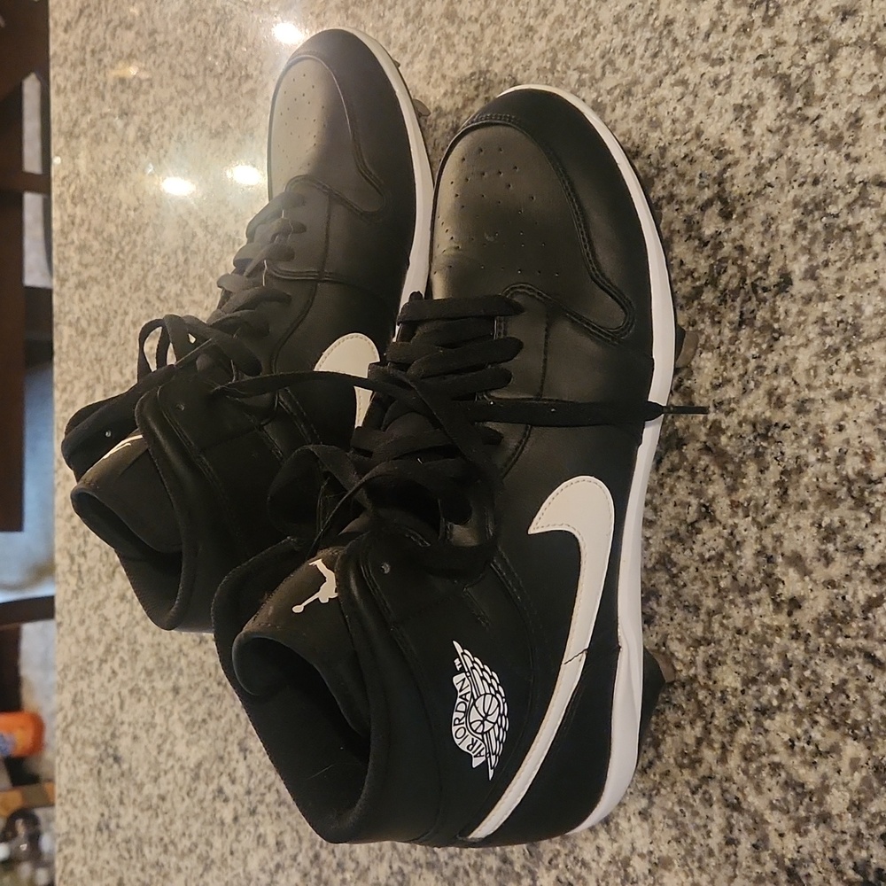 Nike Air Jordan 1 Retro MCS Baseball Metal  Spikes Black White Mens SZ 11
